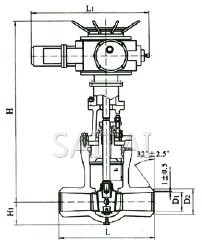  Z962Y/Z962YP54型 電站用電動(dòng)對(duì)焊閘閥結(jié)構(gòu)圖