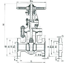  Z41H/Z41Y/Z40H/Z40Y型中、低壓法蘭契式閘閥結(jié)構(gòu)圖