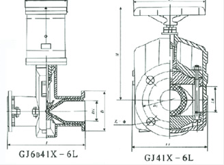 GJ6B41×-6L常閉型氣動(dòng)管夾閥 GJ41×-6L管夾閥總裝圖