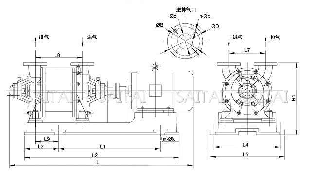 SZ系列水環式真空泵外形尺寸圖