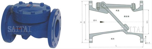 H44X(SFCV)系列橡膠瓣止回閥外形尺寸圖