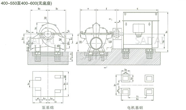 SOW中開泵(400-550 ~ 400-600)安裝尺寸