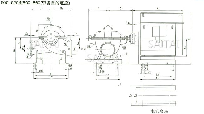 SOW中開泵(500-520 ~ 500-860)安裝尺寸